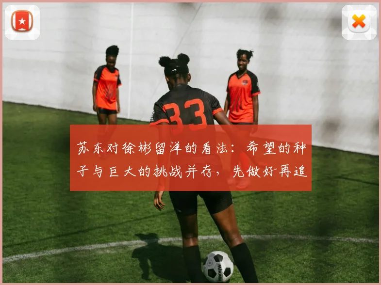 苏东对徐彬留洋的看法：希望的种子与巨大的挑战并存，先做好再追求完美